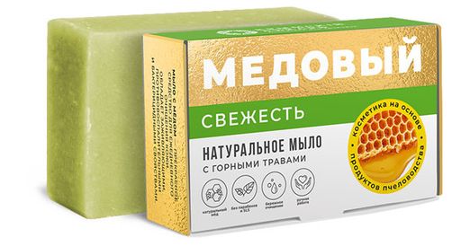Медовое мыло Свежесть с горными травами - Мануфактура дом природы фото 2
