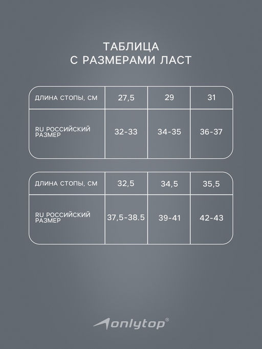 Ласты для плавания ONLYTOP, р. 34-35, цвет белый