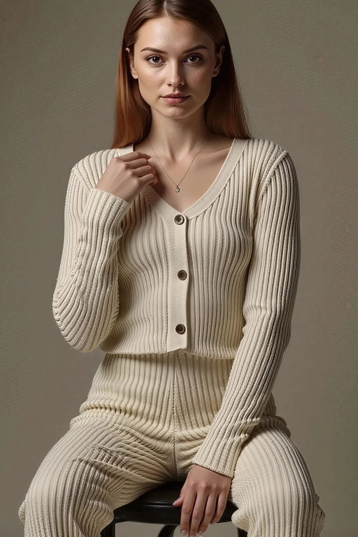 Костюм вязаный теплый с брюками и кофтой #7