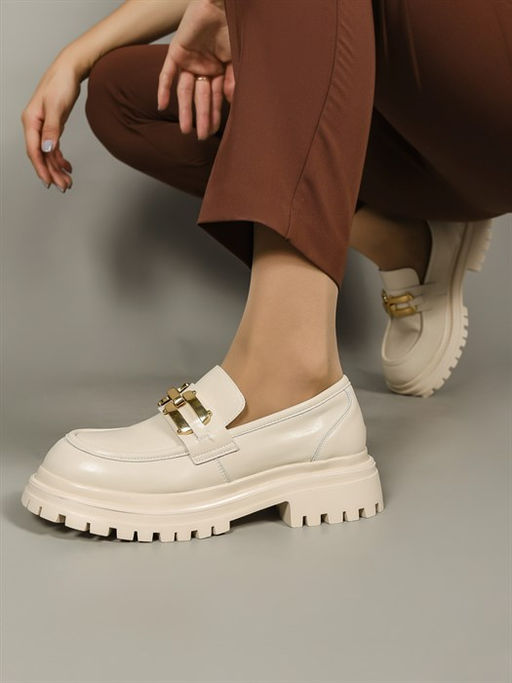 Лоферы женские/ Броги A-45MB Off white - Piniolo фото 2