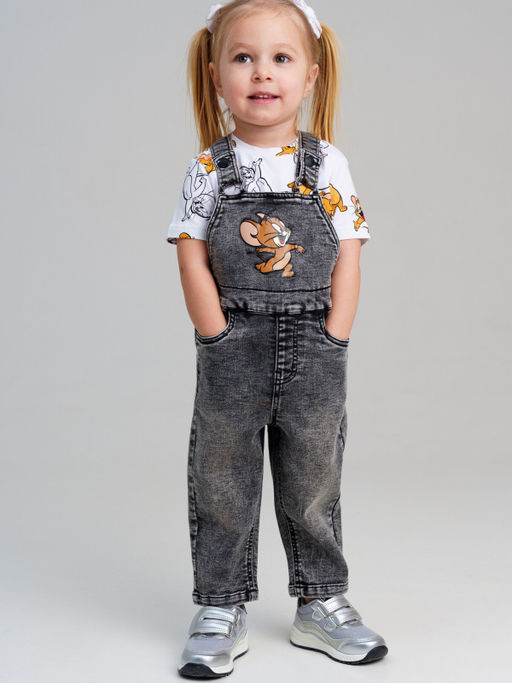 12543011 Полукомбинезон джинсовый для девочек