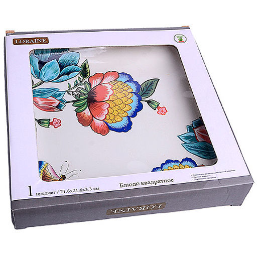 30802 Блюдо квадратное 22х22см Летний букет доломит LR (х36) - Mayer&boch фото 3