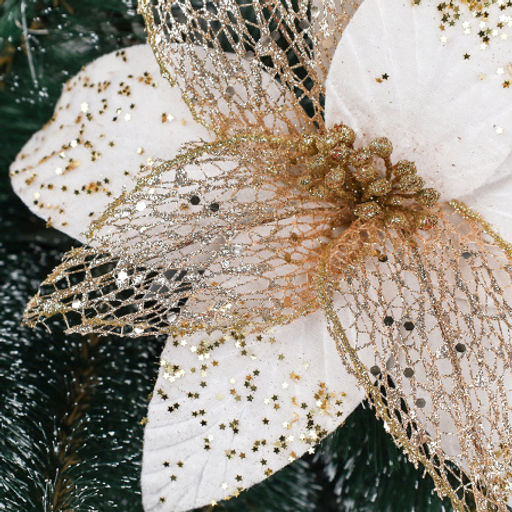 Цветок декоративный Пуансеттия белая / P16 /уп 480/Новый год - Галеонтрейд фото 3