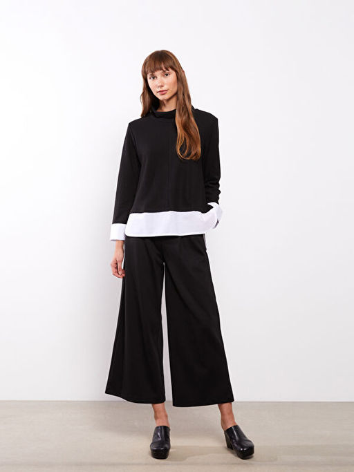 Dik Yaka D?z Uzun Kollu Kad?n Ti??rt