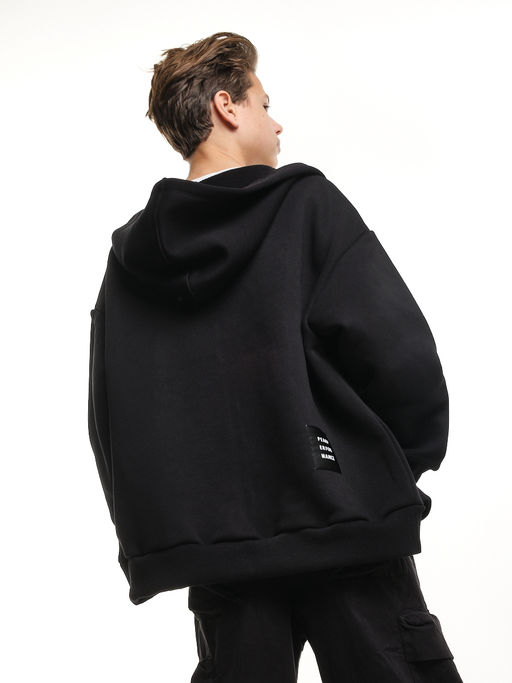 Зипка толстовка для мальчика с шевроном 22-0430 черный