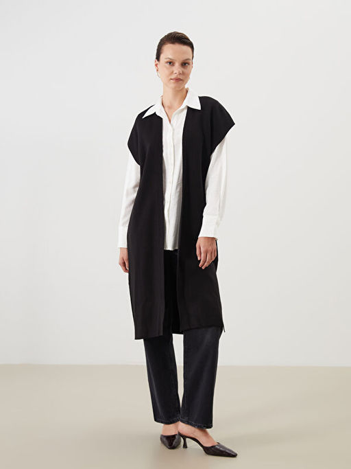 ?al Yaka Oversize Kad?n Triko Yelek