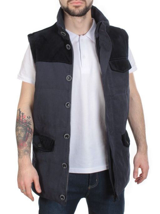 J830111 DEEP BLUE Куртка-жилет мужская зимняя NEW B BEK (100 гр. синтепон и искусственный мех)