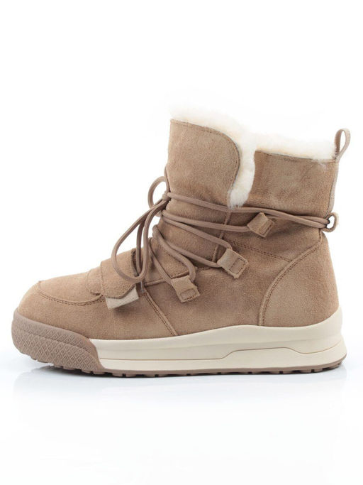 04-PAYH06-3Z BEIGE Ботинки зимние женские (натуральная замша, 100% шерсть, натуральный мех)