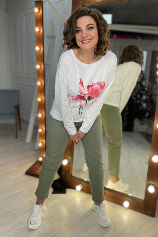 Свитшот Rumoda 2061/1 белый/коралл  фото 3