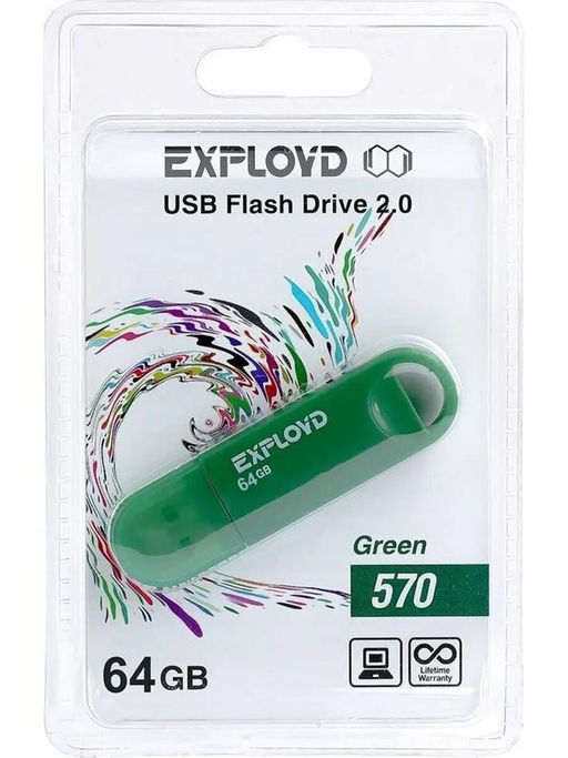 Флеш-накопитель 64Гб "Exployd 570" зеленый