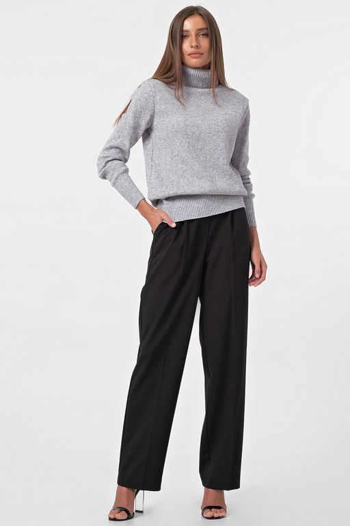 Джемпер мягкий прямого силуэта меланж серый