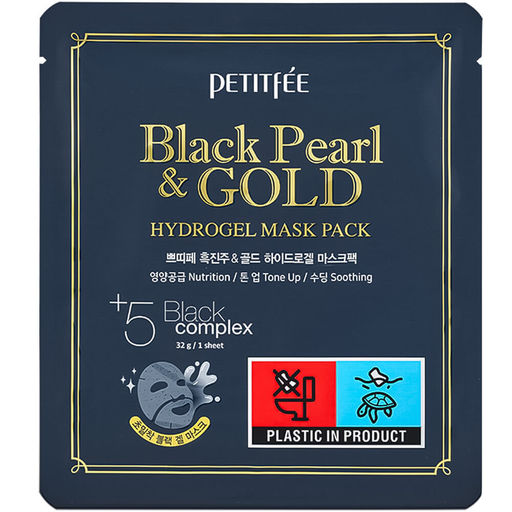 Petitfee Black Pearl & Gold Hydrogel Mask Pack 32g*1ea - Гидрогелевая маска для лица с черным жемчугом 32г.*1шт