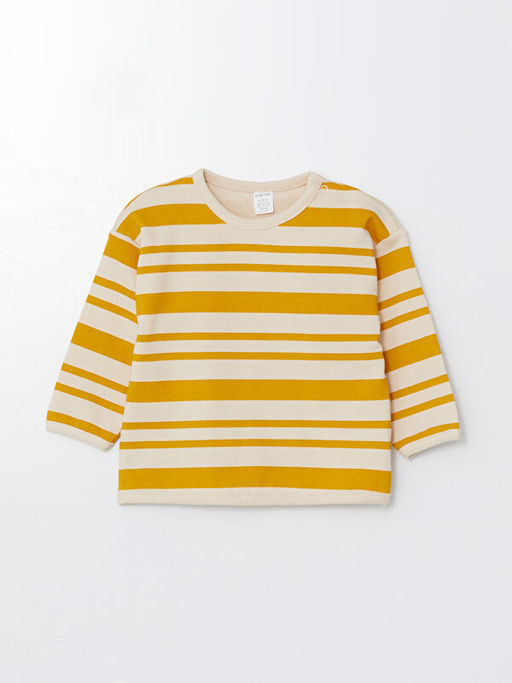 Bisiklet Yaka Uzun Kollu ?izgili Erkek Bebek Sweatshirt ve E?ofman Alt 2li Tak?m