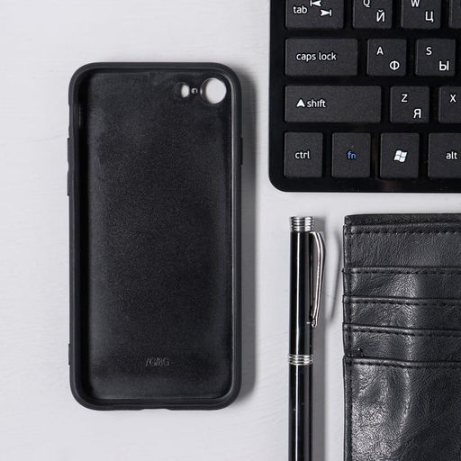 Чехол LuazON для iPhone 7/8/SE (2020), с отсеком под карты, текстиль+кожзам, коричневый - Luazon home фото 2