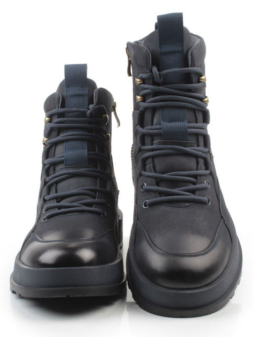 05-AW1008-6M DK. BLUE Ботинки зимние мужские (натуральная кожа, натуральный мех) - Фабричный китай фото 10