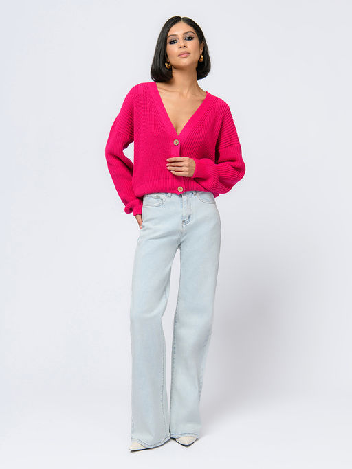 Кардиган цвета фуксии на пуговицах - 1001dress фото 3