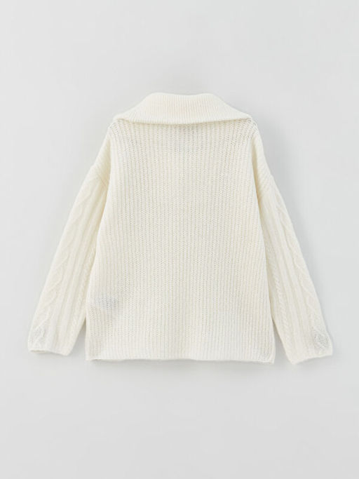 Polo Yaka Kendinden Desenli Uzun Kollu K?z ?ocuk Triko Kazak - Waikiki фото 3