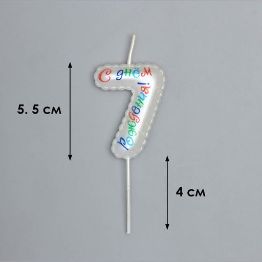 Свеча в торт на шпажке Воздушная цифра.С Днем Рождения!, цифра 7 - Simaland фото 3