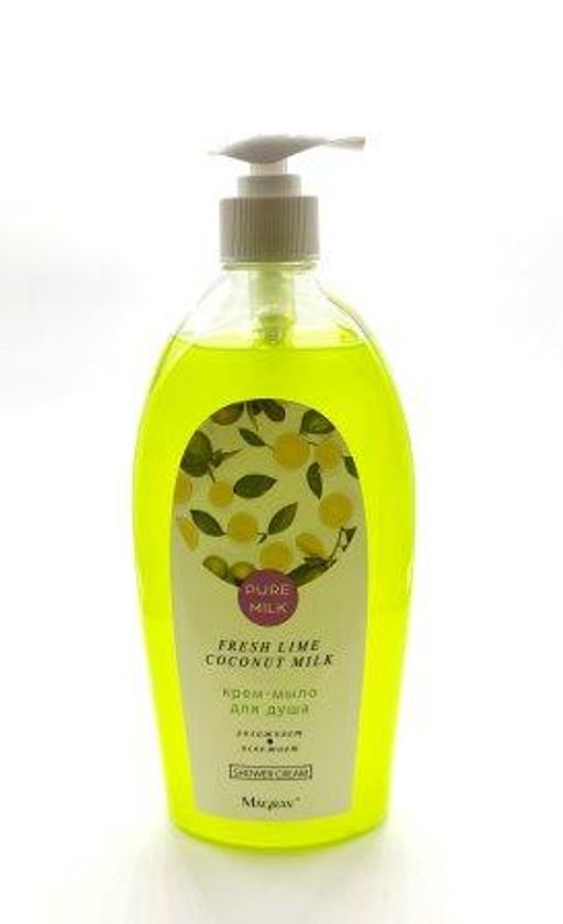 Маграв 4/3 PURE MILK Крем-мыло для душа Fresh lime & Coconut milk (800мл). 9