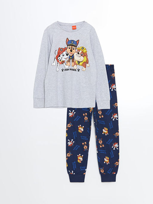 Bisiklet Yaka Paw Patrol Bask?l? Erkek ?ocuk Pijama Tak?m?