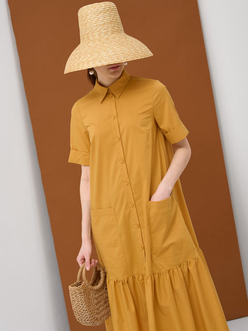 Платье хлопок OD-791-4 горчица OD-791-4