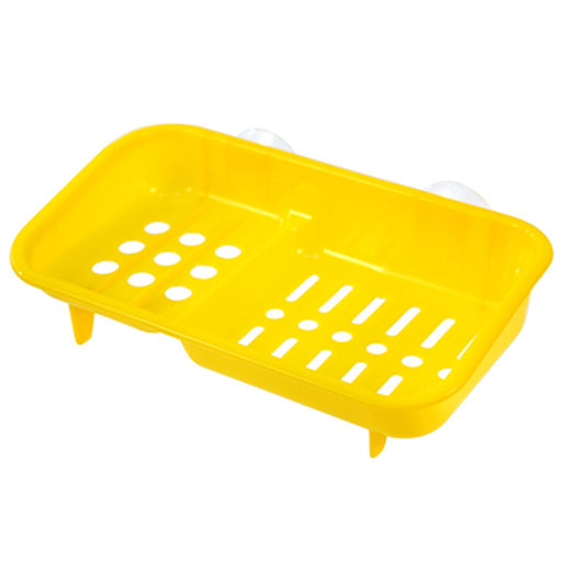 Мыльница пластмассовая Объемная 20х11,8см, прямоугольная, на присоске, цвета микс (Китай)