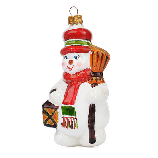 Ёлочное украшение Снеговик с фонариком зеленый,, в подарочной упаковке h-14 см - Коломеев фото 2