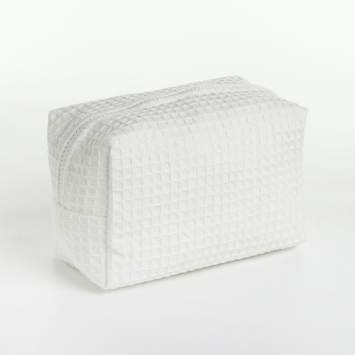 Косметичка женская на молнии TEXTURA, объёмная, средняя, мягкая, вафельная текстура, белая фото 4