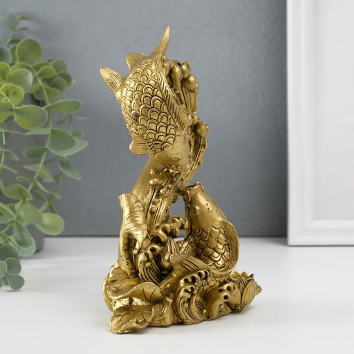 Нэцкэ «Карпы», полистоун под бронзу, 15×6.5×5 см