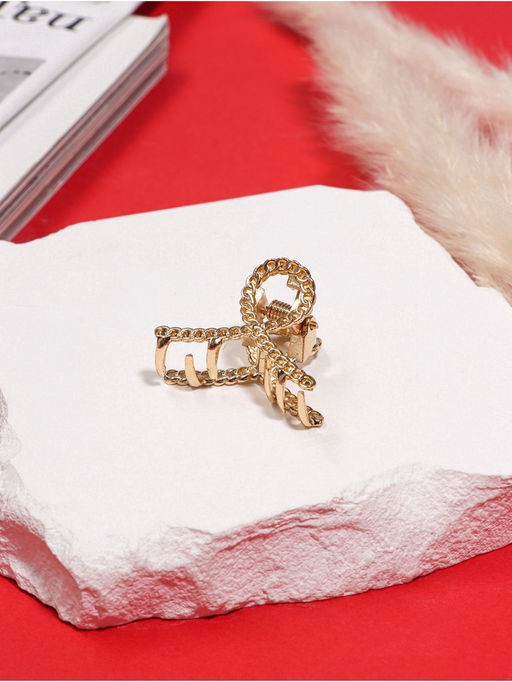 Цена за 6 шт. Крабик для волос «Эмма», петля, 3 см, золото