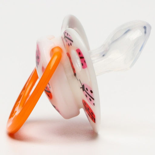 Соска - пустышка силиконовая ортодонтическая Крошка Я «Божья коровка», от 0 мес., с колпачком, оранжевый