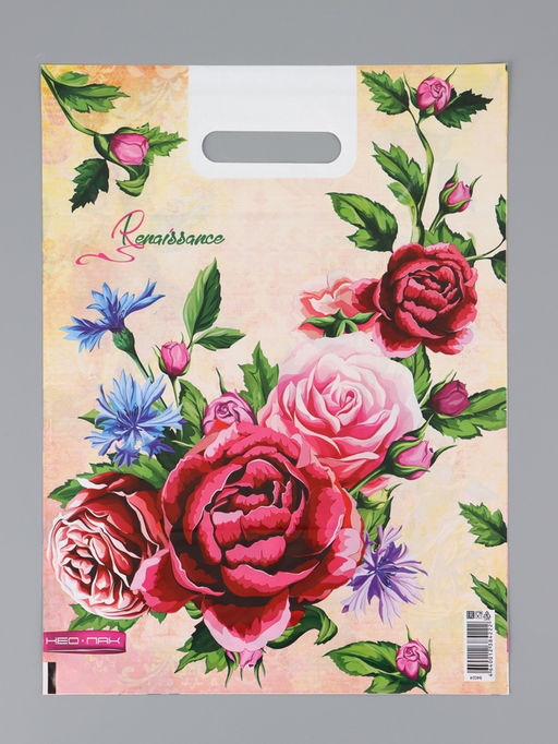 Цена за 25 шт. Пакет "Ренессанс, полиэтиленовый с вырубной ручкой 30х40 см, 60 мкм