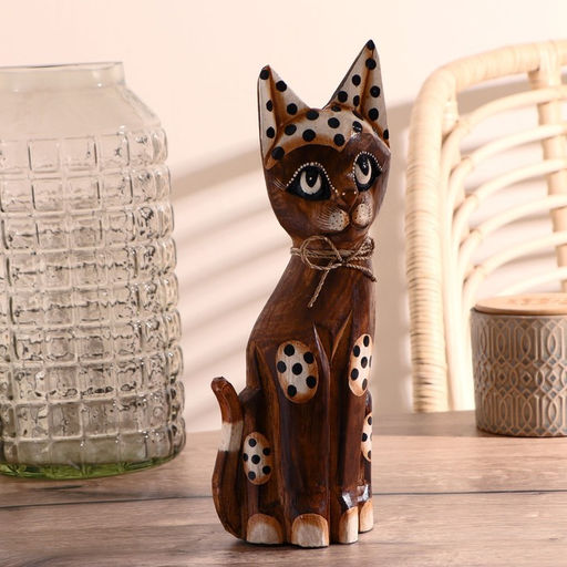 Сувенир «Кошка с бантом, ушки в горошек», 30×10×3 см, дерево