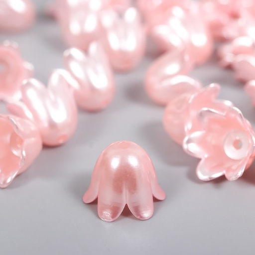 Цена за 2 шт. Бусины для творчества пластик Цветок ландыша жемчужный, набор 40 шт., розовый, 1?0.9?0.9 см