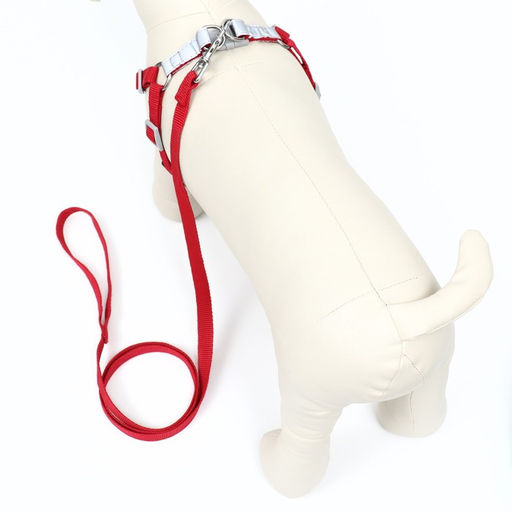 Комплект Sport+, М, поводок 120 x 1,5 см, ОШ 44-48 см, ОГ 51-60 см, вес животного 14-20 кг, красный - Пижон фото 3
