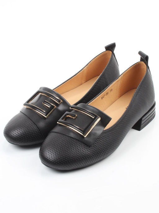 06-M47-56 BLACK Туфли женские на широкую ногу (натуральная кожа)