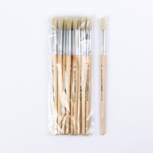 Цена за 10 шт. Кисть щетина № 10, круглая, ручка дерево (международный размер)