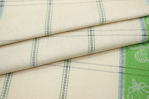 Холст полотенечный жаккард Бабочки по кайме цв.майский зеленый, ш.0.5м, лен-30%, хл-70% - Купава фото 4