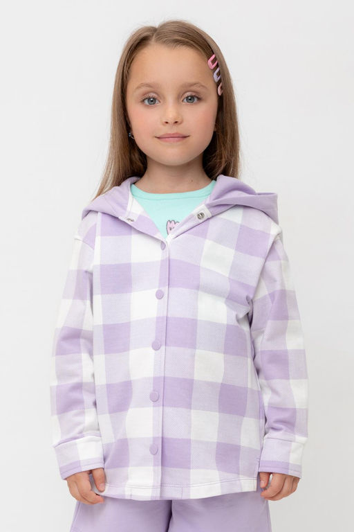 Crockid _ КР 302698-1/пастельно-лиловый,клетка виши к541 рубашка для дев  фото 7