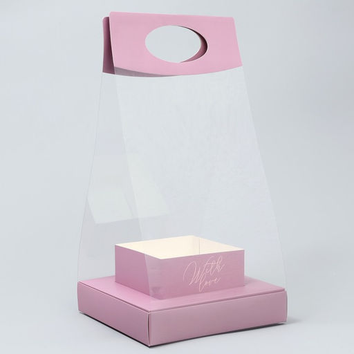 Коробка подарочная складная переноска для цветов, упаковка, «Лаванда», 20 x 20 x 4 см