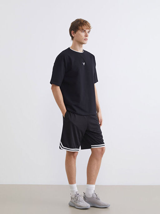 Oversize Bisiklet Yaka Spor Erkek Ti??rt