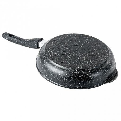 Сковорода с тефлоновым покрытием д26см "Гранит", h5,5см, s0,4см, съемная ручка из термостойкого пластика, стеклянная крышка с пароотводом, подарочная упаковка (Россия)