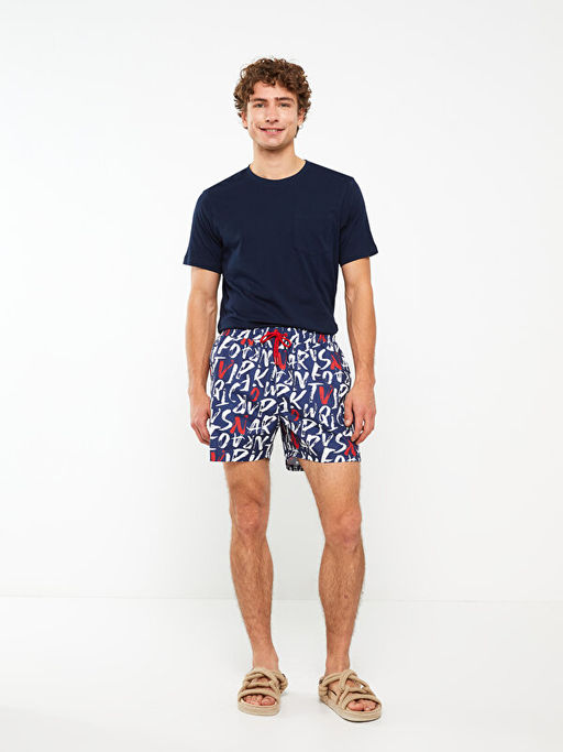 K?sa Boy Desenli Erkek Deniz ?ortu