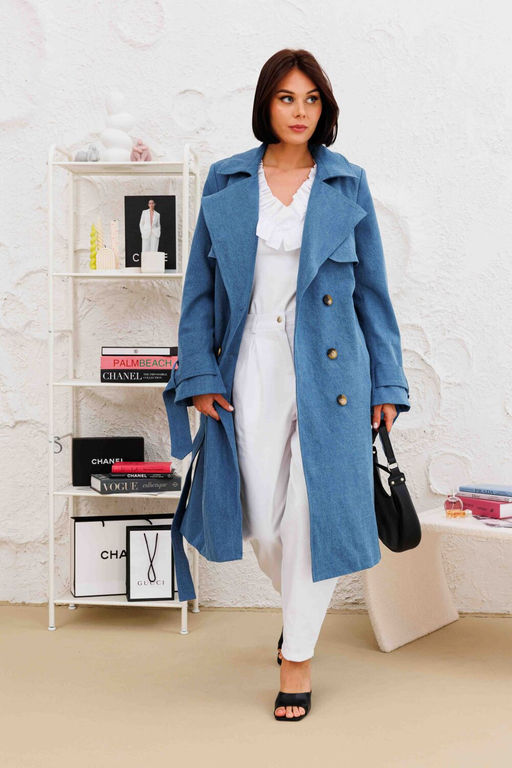 Плащ AURA 7037-164 темно-голубой деним