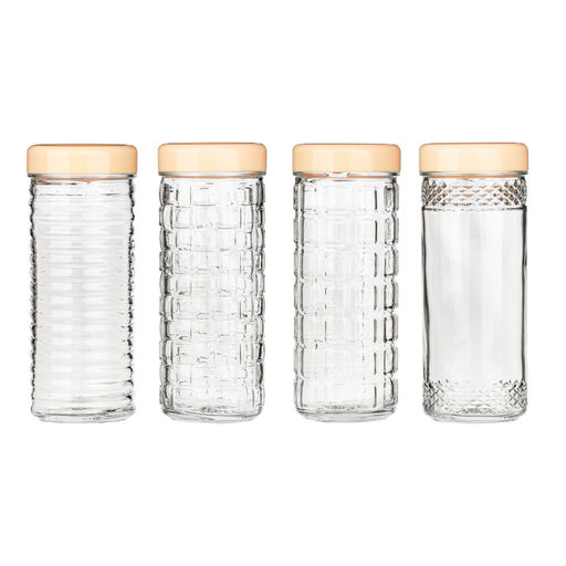 Банка с крышкой 0,85л стекло, 4 дизайна