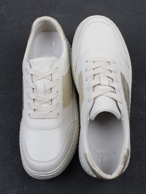 03-A1018-2 LT. BEIGE/GOLD Кроссовки женские (натуральная кожа)