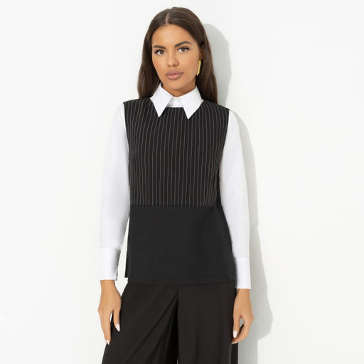 Блуза комбинированная Кейт Мосс отдыхает (black) - Charutti фото 2