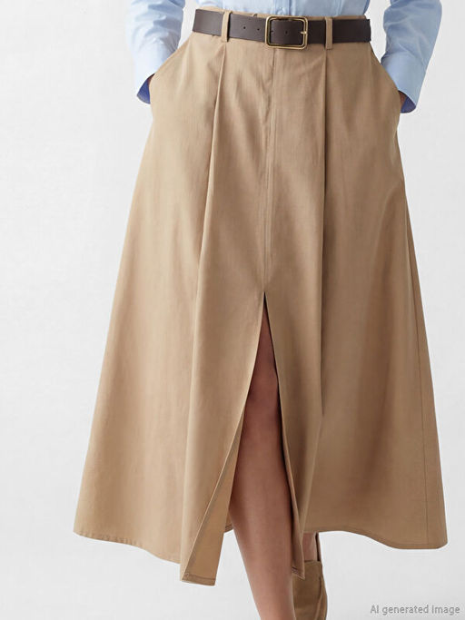 Beli Kemerli A Kesim Pileli Etek