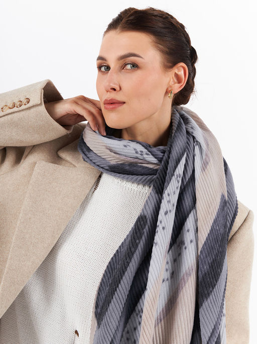 Большой, мягкий, тонкий и очень нежный двусторонний палантин с рисунком - Tantino фото 4