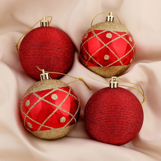 Ёлочные игрушки Ниола, шары новогодние, d=7 см, набор 4 шт., красный